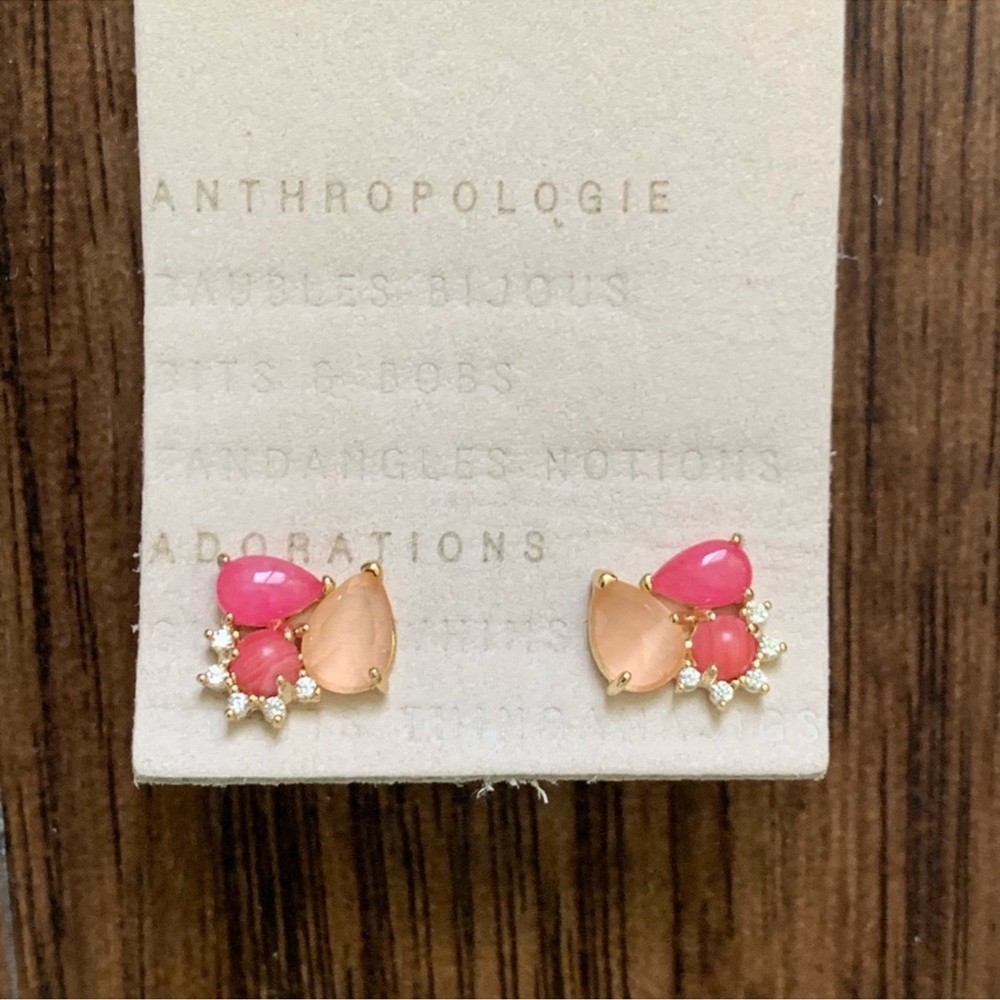 Anthropologie stone cluster earring in pink - Picture 10 of 13